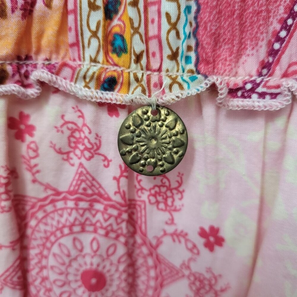 VTG Babydoll Dress Mini Rue21 Floral Medallion Jr M Y2K Coquette Romantic Sequin - Picture 14 of 16